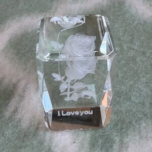 Crystal Rose Keepsake with 'I Love You' inside the crystal
